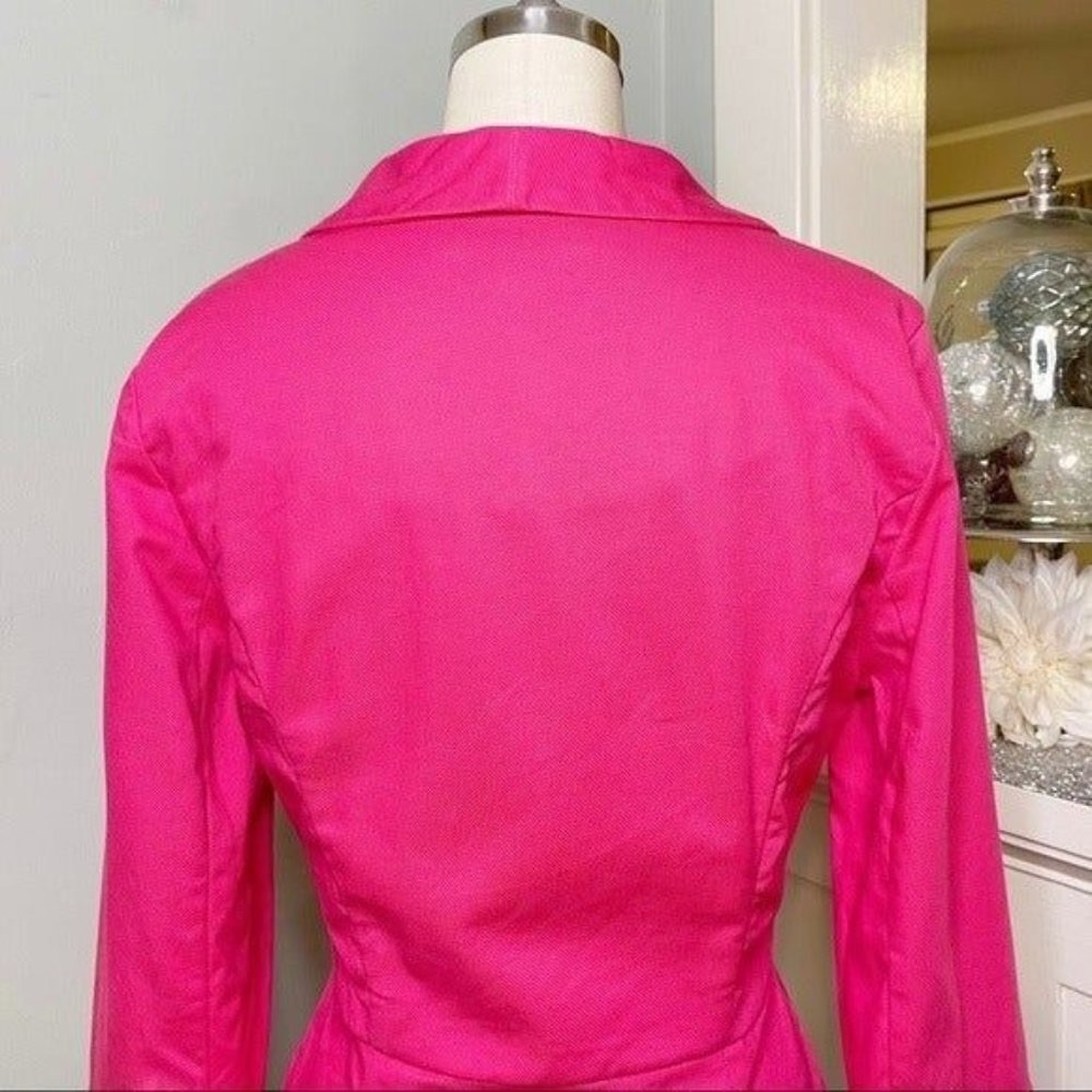 CAbi Pink Cotton Twill Peplum Blazer Jacket 8 Medium - Picture 8 of 12